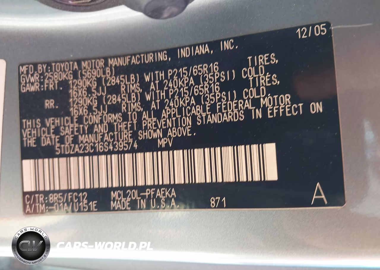 2006 Toyota Sienna Le VIN:5TDZA23C16S439574 - 9