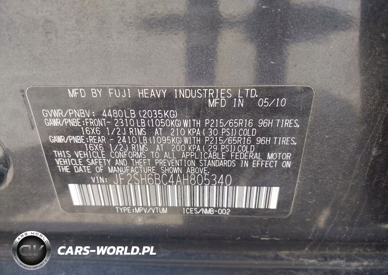 2010 Subaru Forester 2.5X VIN:JF2SH6BC4AH805340 - 9