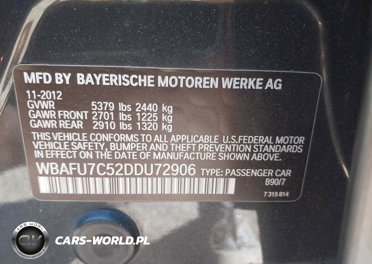 2013 BMW 535I xDrive VIN:WBAFU7C52DDU72906 - 9