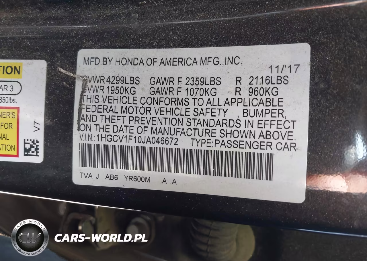 2018 Honda Accord Lx VIN:1HGCV1F10JA046672 - 9