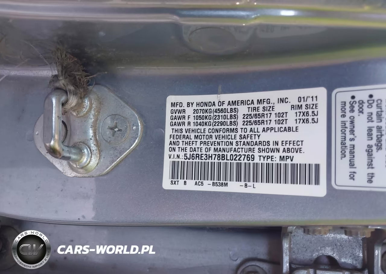 2011 Honda Cr-V Ex-L VIN:5J6RE3H78BL022769 - 9