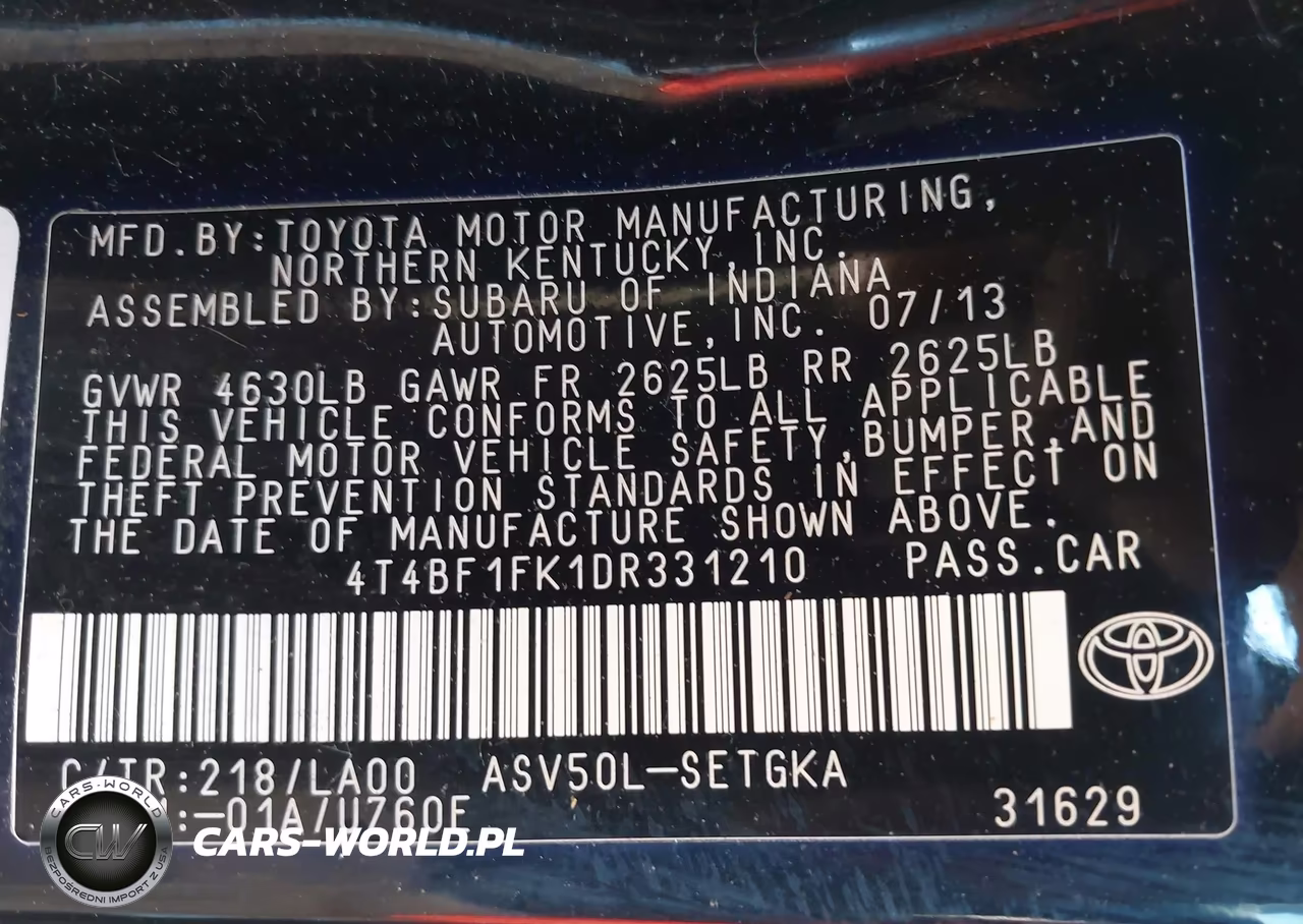 2013 Toyota Camry Xle VIN:4T4BF1FK1DR331210 - 9