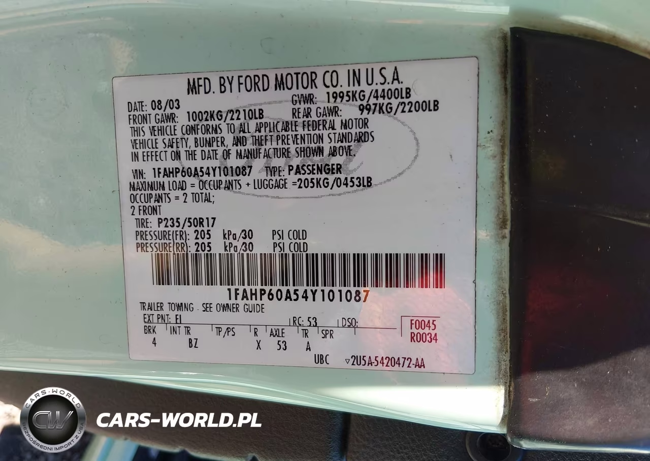 2004 Ford Thunderbird VIN:1FAHP60A54Y101087 - 9