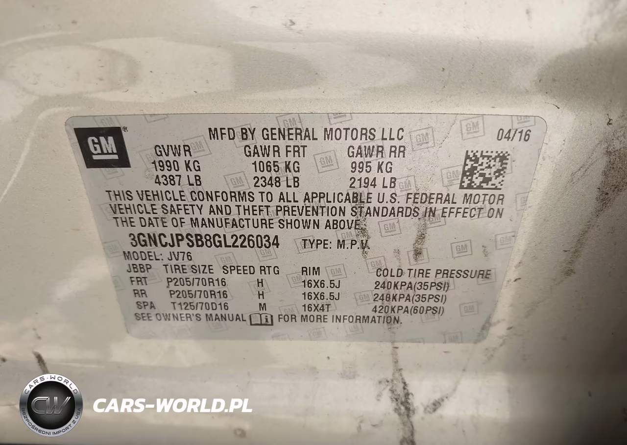 2016 Chevrolet Trax Lt VIN:3GNCJPSB8GL226034 - 9