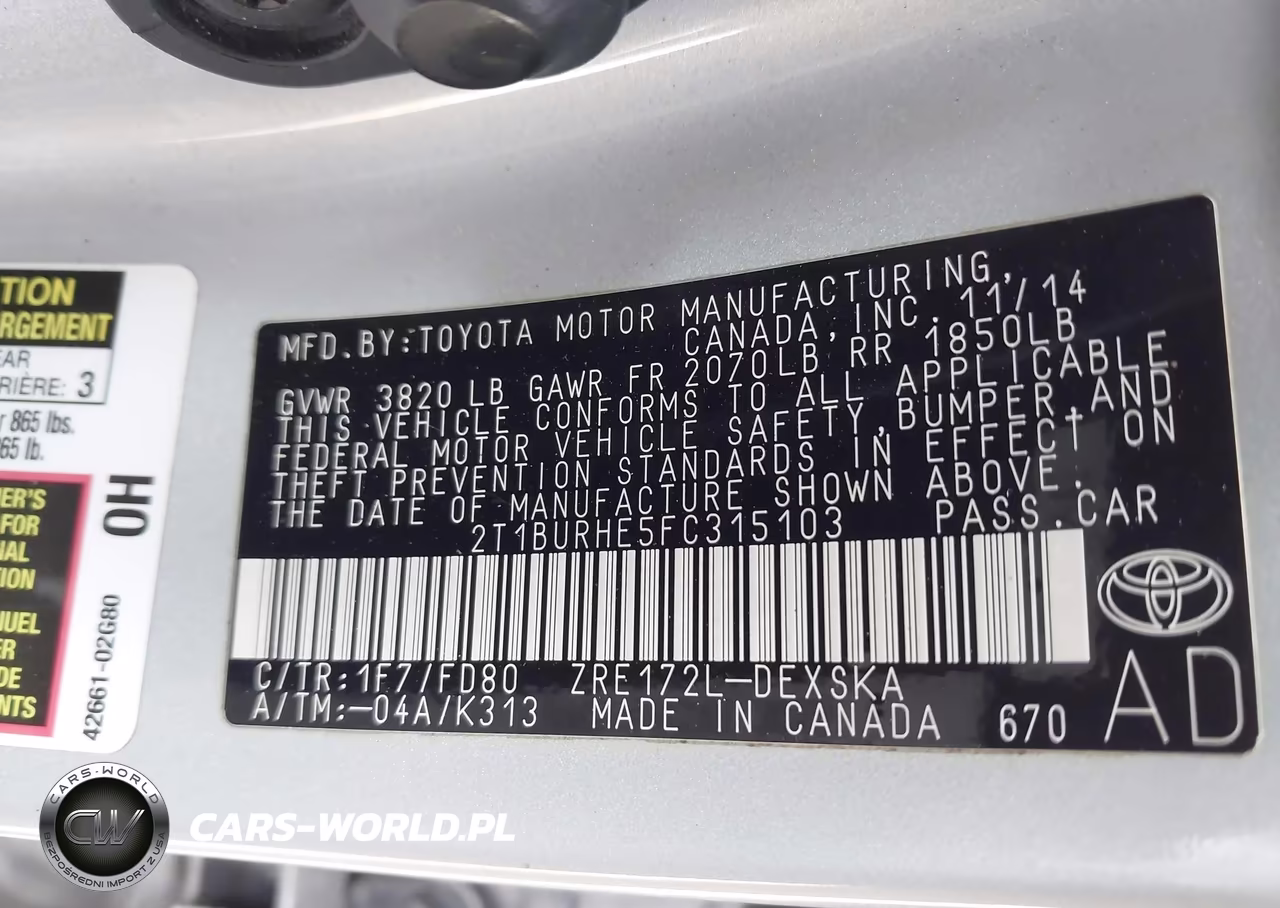 2015 Toyota Corolla S Plus VIN:2T1BURHE5FC315103 - 9