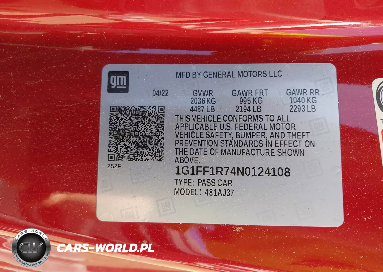 2022 Chevrolet Camaro Rwd Lt1 VIN:1G1FF1R74N0124108 - 9