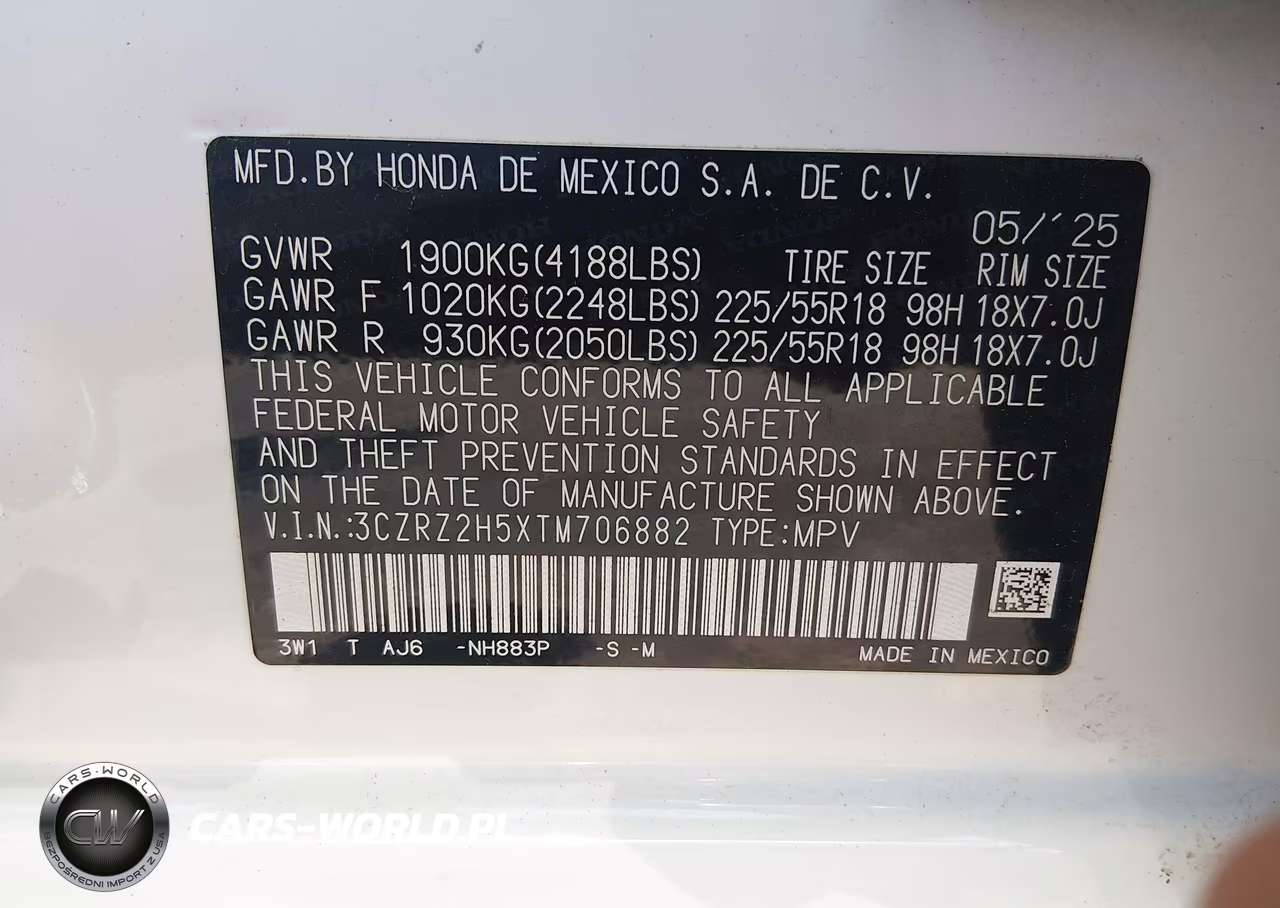 2026 Honda Hr-V Awd Sport VIN:3CZRZ2H5XTM706882 - 9