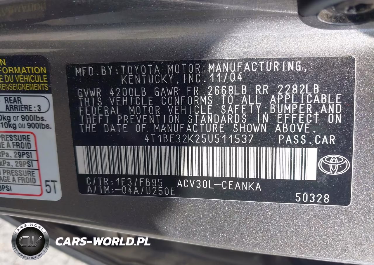 2005 Toyota Camry Std VIN:4T1BE32K25U511537 - 9