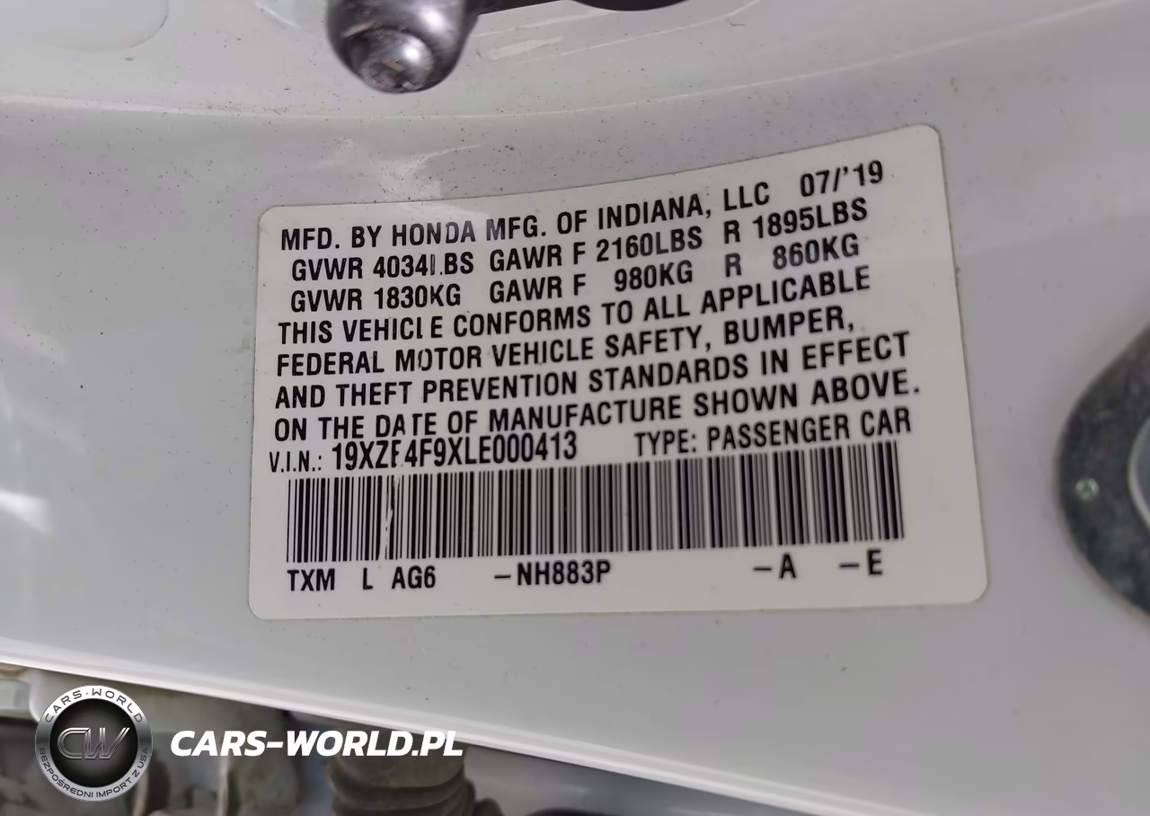 2020 Honda Insight Touring VIN:19XZE4F9XLE000413 - 9