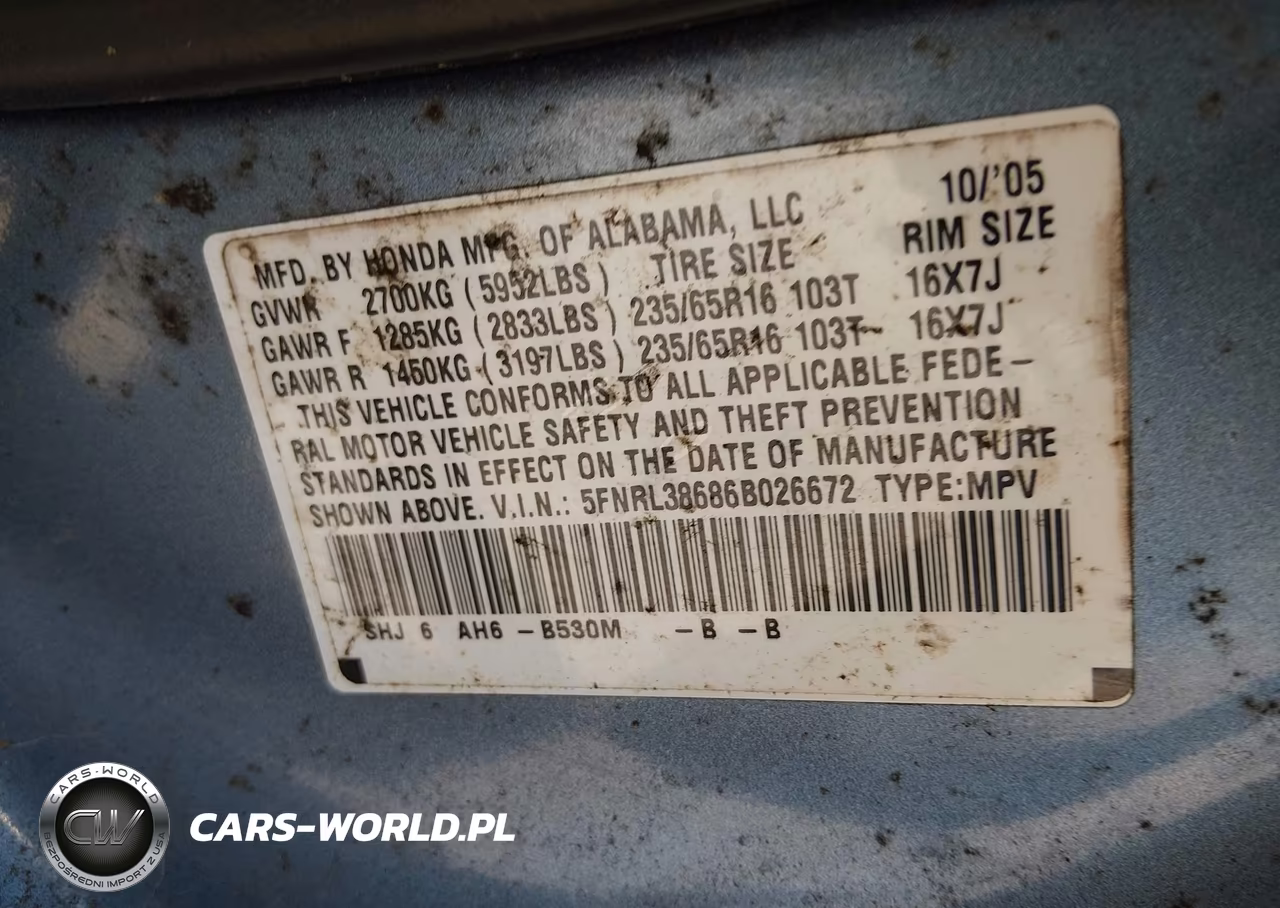 2006 Honda Odyssey Ex-L VIN:5FNRL38686B026672 - 9