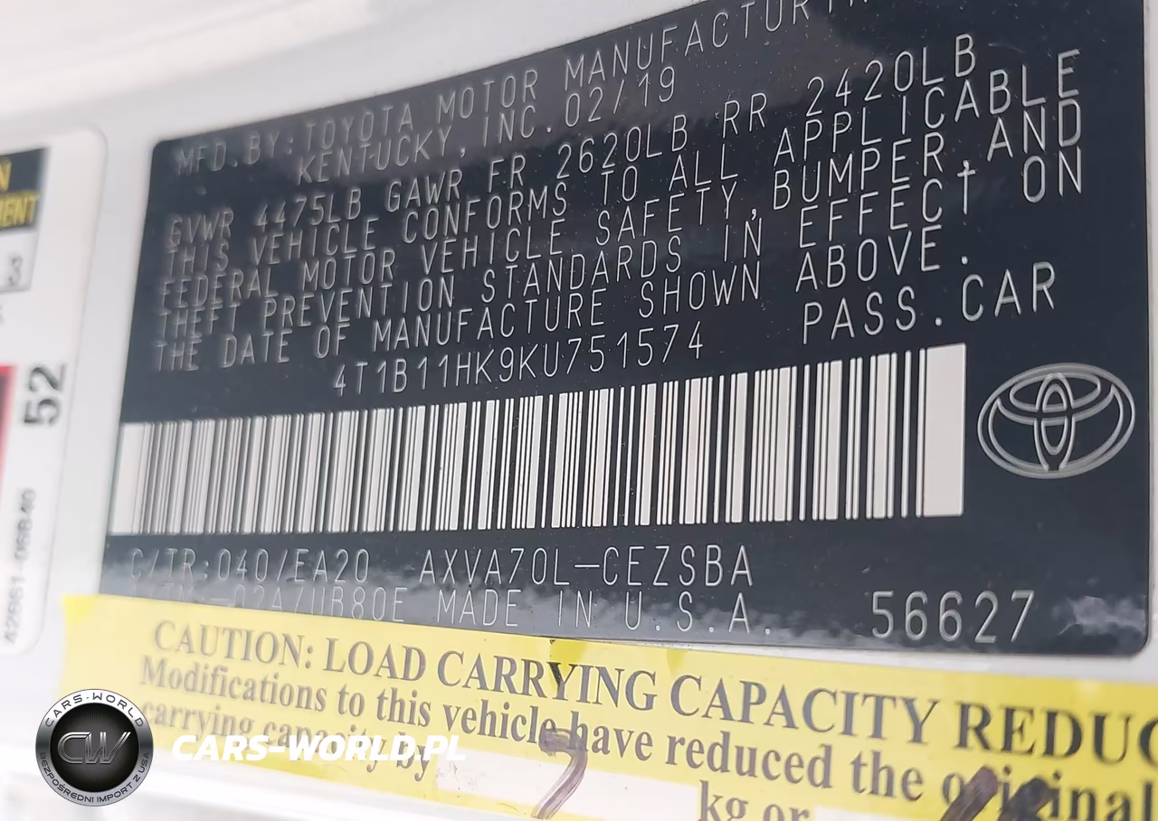 2019 Toyota Camry Se VIN:4T1B11HK9KU751574 - 9