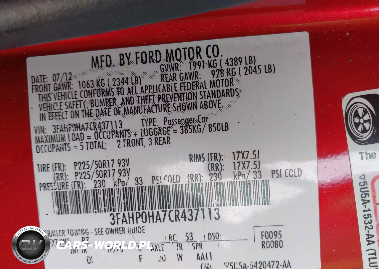 2012 Ford Fusion Se VIN:3FAHP0HA7CR437113 - 9