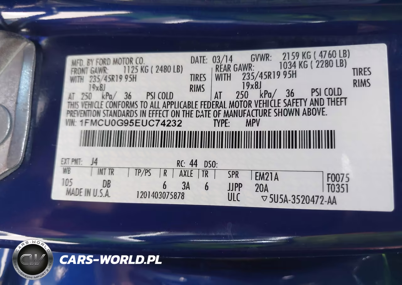 2014 Ford Escape Se VIN:1FMCU0G95EUC74232 - 9