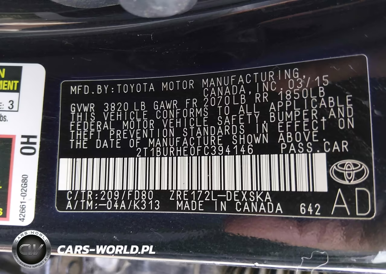 2015 Toyota Corolla S Plus VIN:2T1BURHE0FC394146 - 9