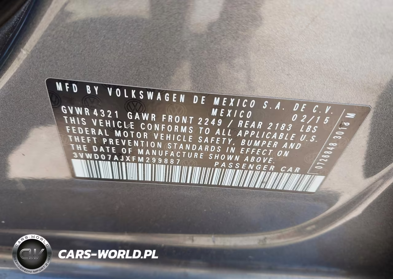 2015 Volkswagen Jetta 1.8T Se VIN:3VWD07AJXFM299887 - 9