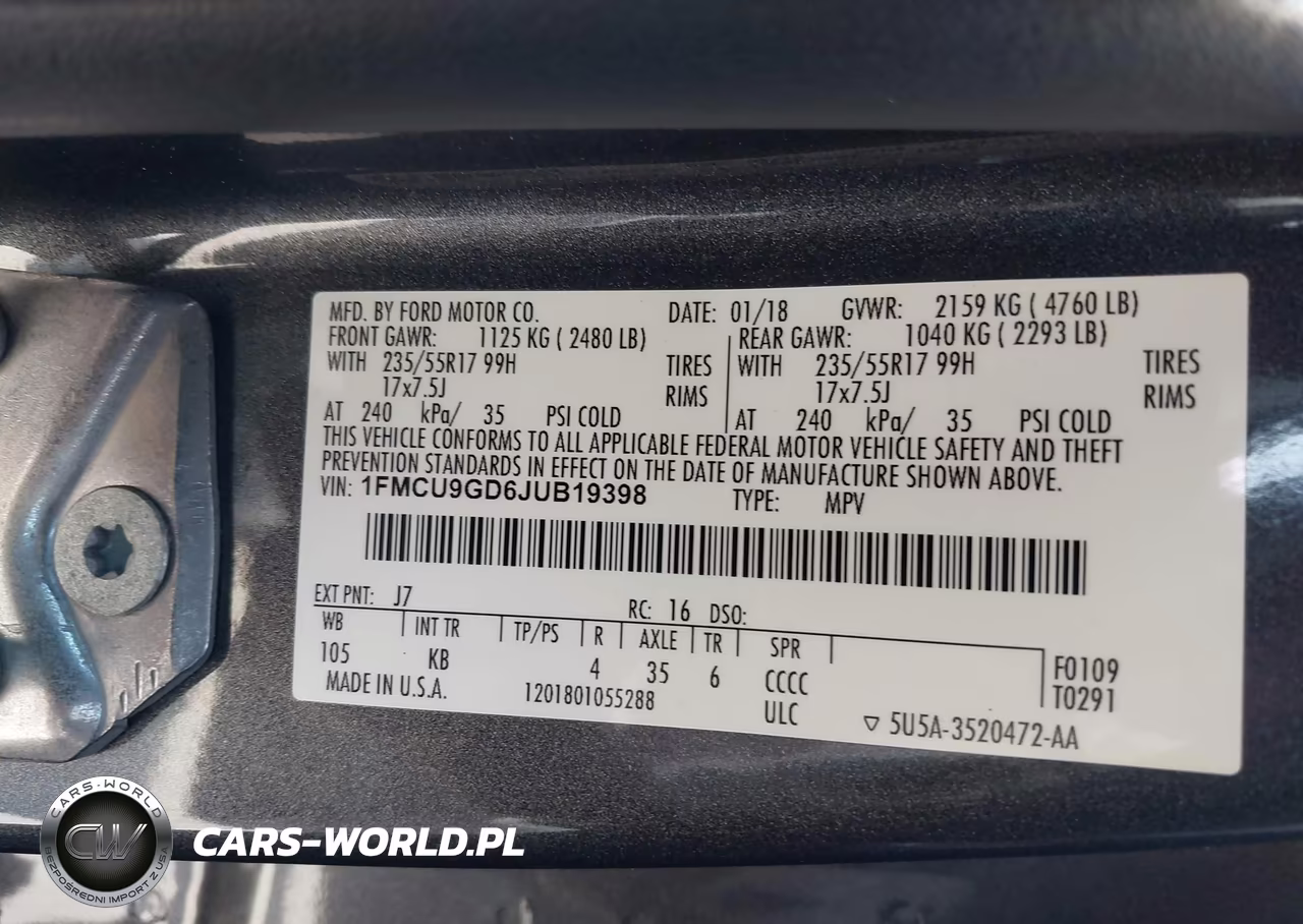 2018 Ford Escape Se VIN:1FMCU9GD6JUB19398 - 9