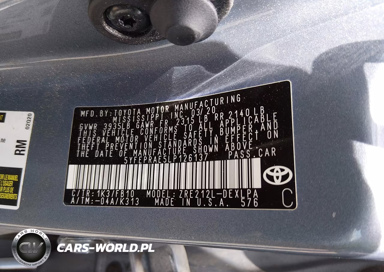 2020 Toyota Corolla Le VIN:5YFEPRAE5LP126137 - 9