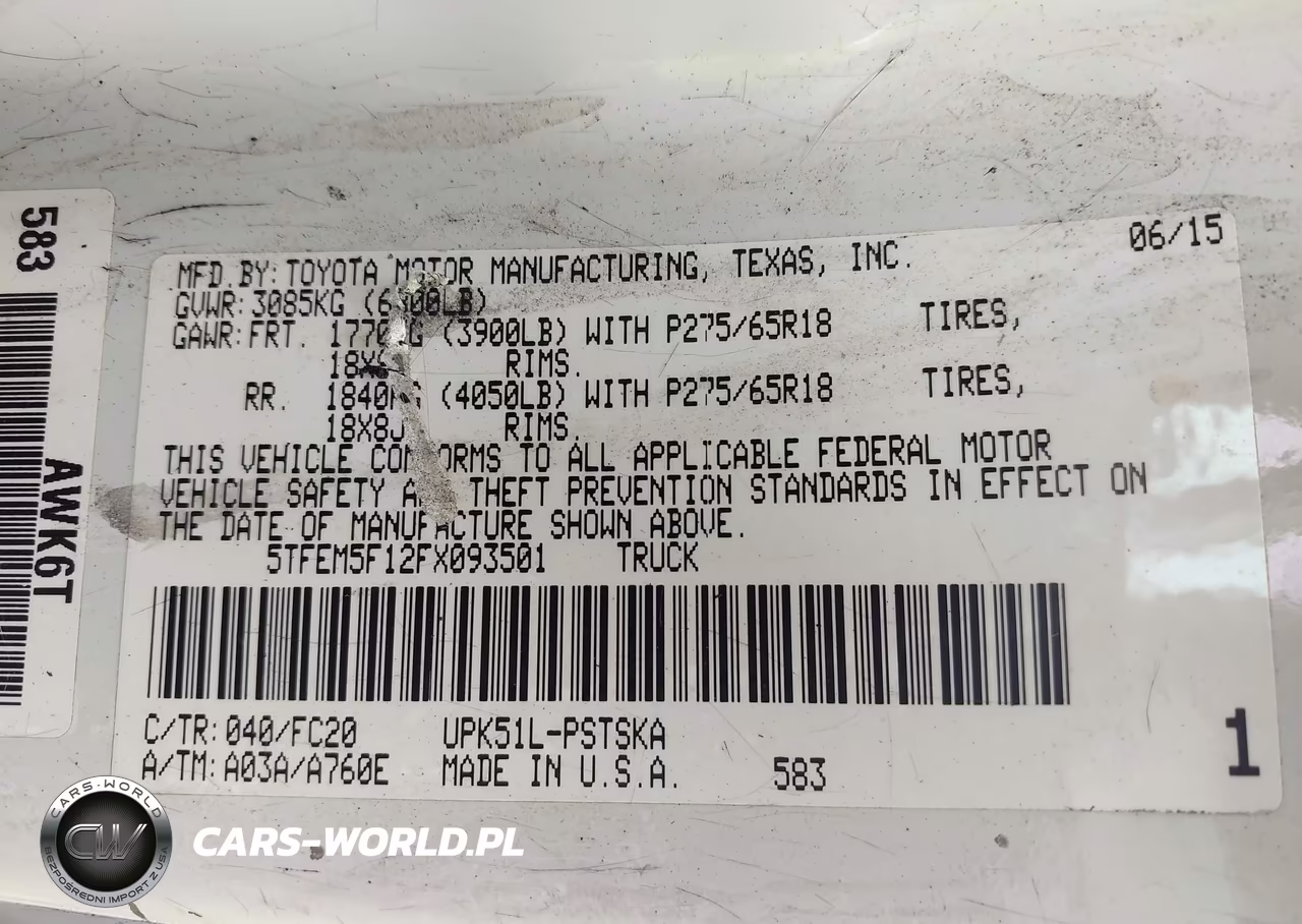 2015 Toyota Tundra Sr5 4.6L V8 VIN:5TFEM5F12FX093501 - 9