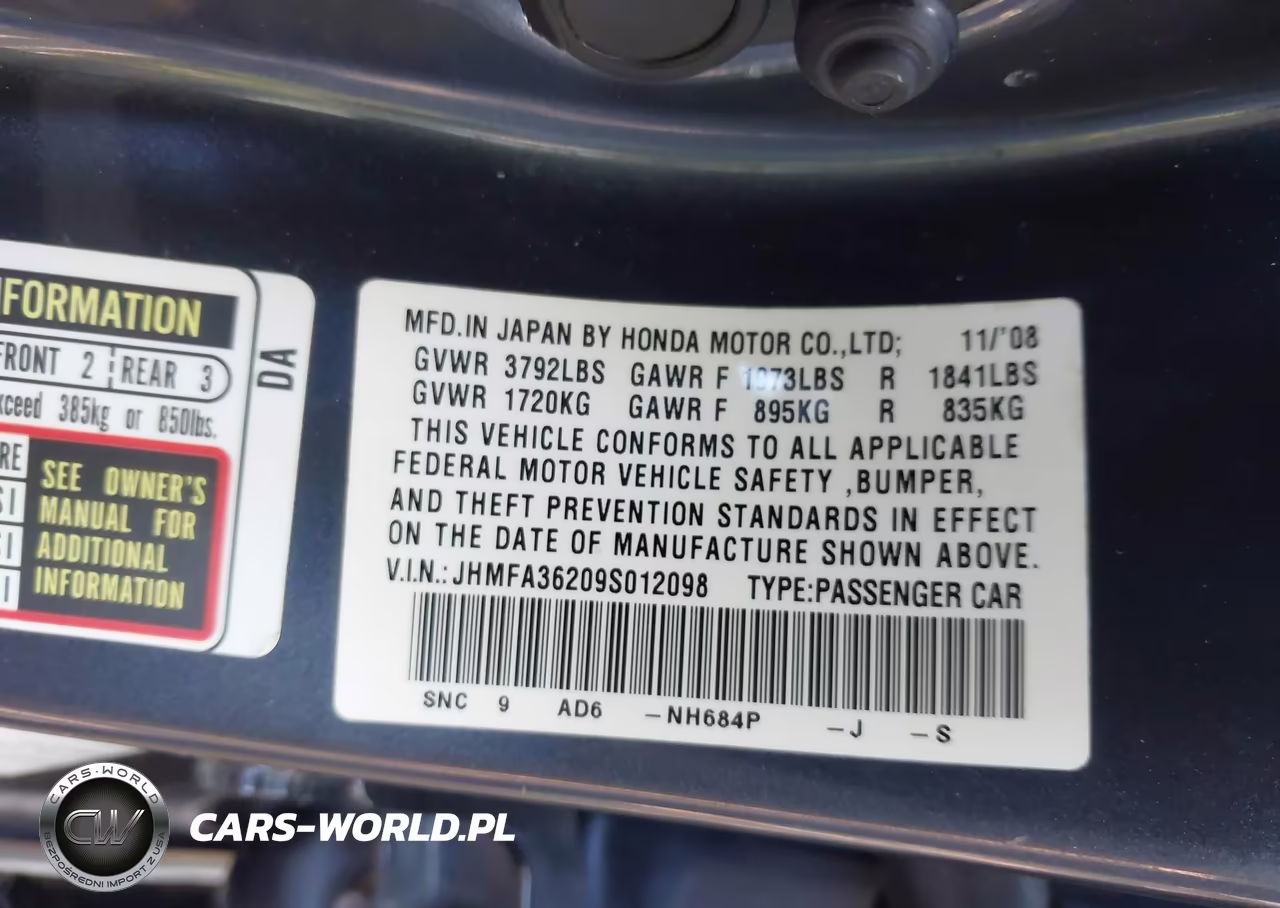 2009 Honda Civic Hybrid VIN:JHMFA36209S012098 - 9