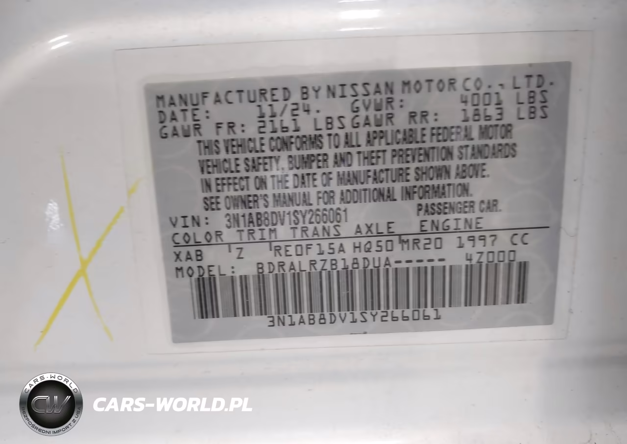 2025 Nissan Sentra Sr VIN:3N1AB8DV1SY266061 - 9