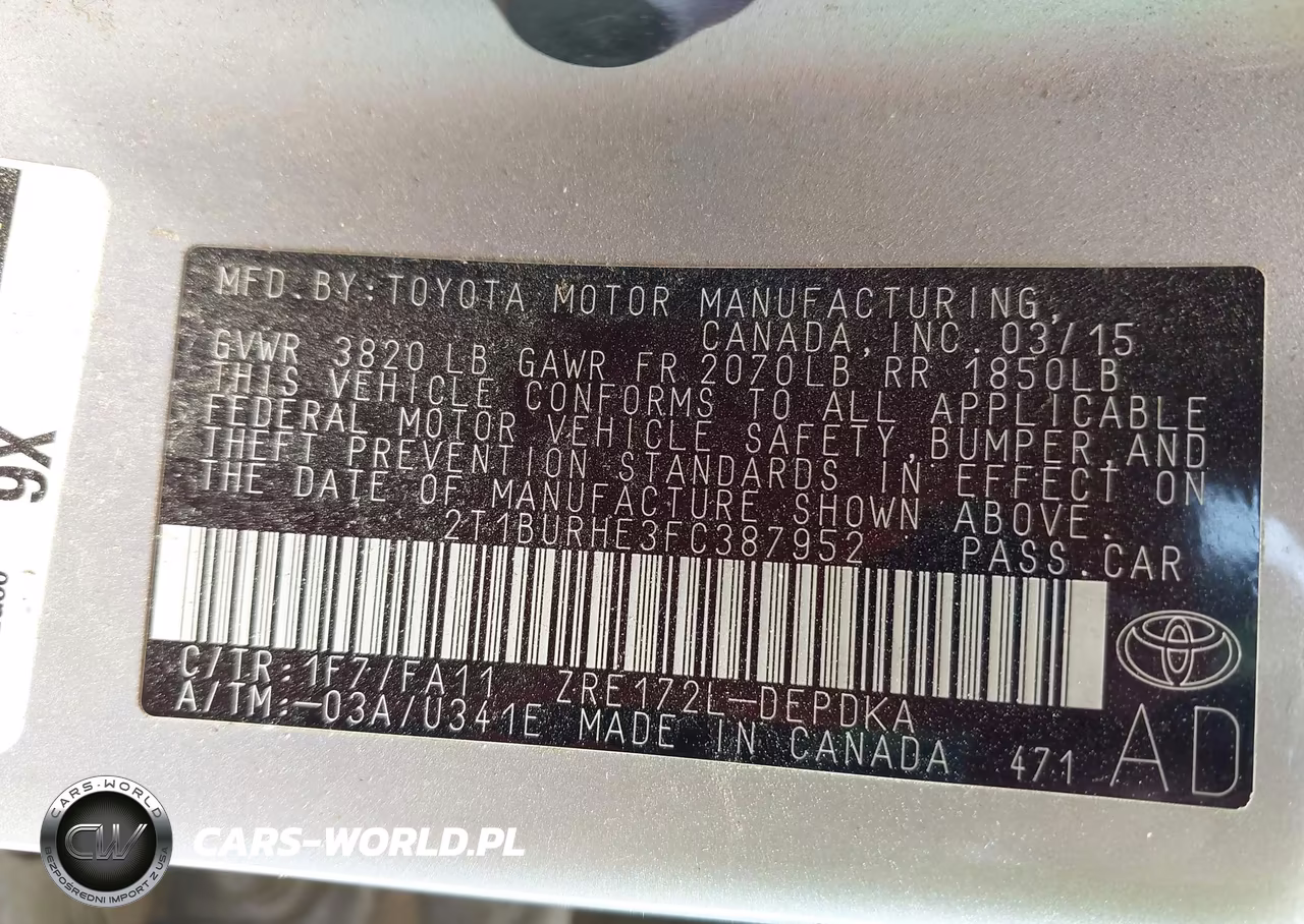 2015 Toyota Corolla L VIN:2T1BURHE3FC387952 - 9