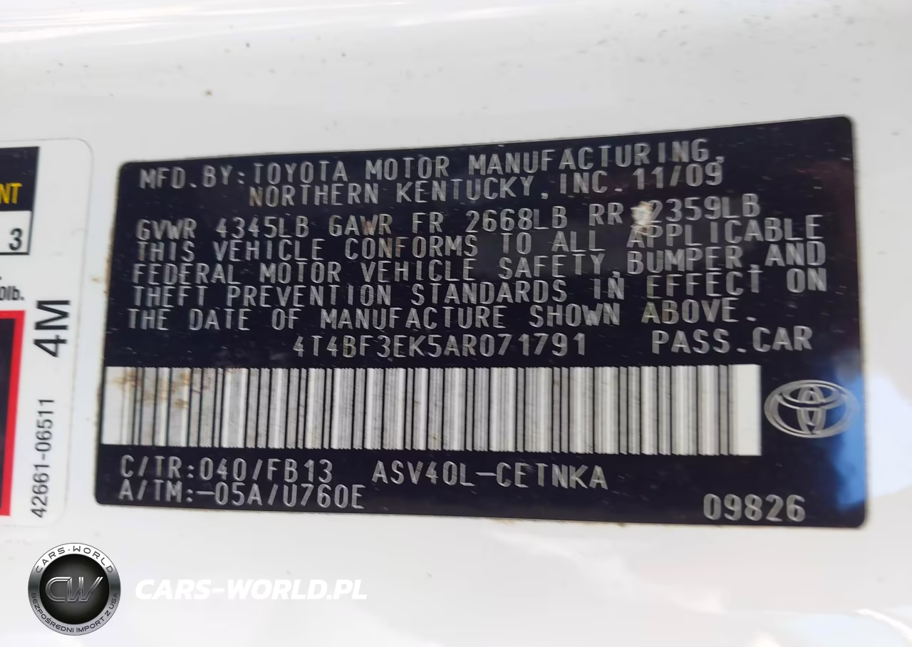 2010 Toyota Camry Le VIN:4T4BF3EK5AR071791 - 9
