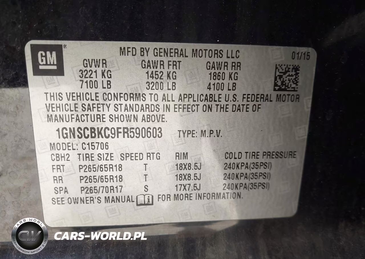 2015 Chevrolet Tahoe Lt VIN:1GNSCBKC9FR590603 - 9