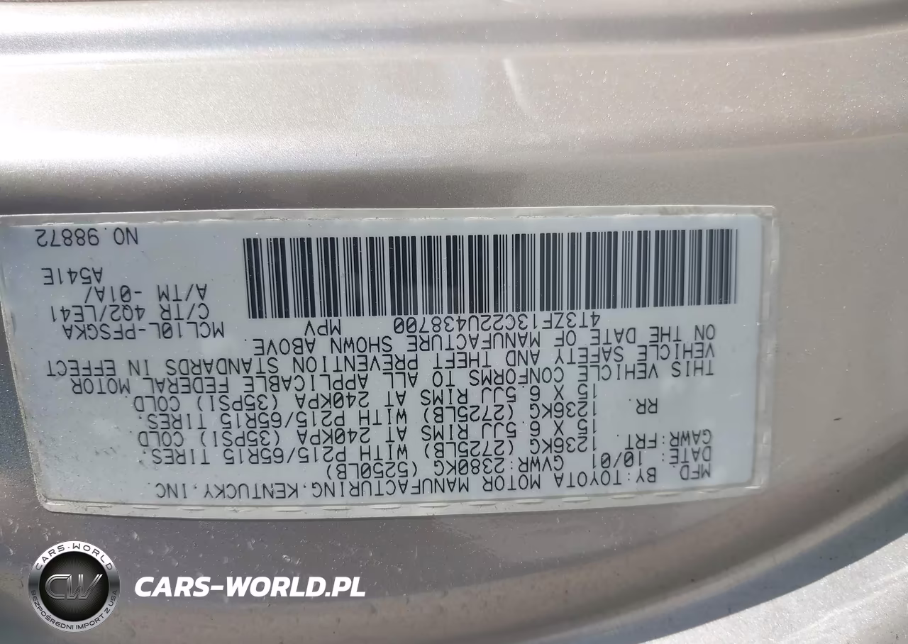 2002 Toyota Sienna Xle VIN:4T3ZF13C22U438700 - 9