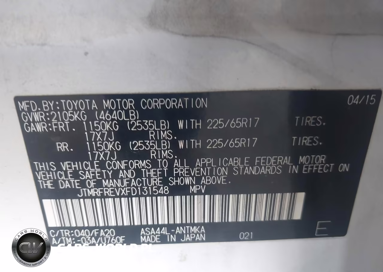 2015 Toyota Rav4 Xle VIN:JTMRFREVXFD131548 - 9