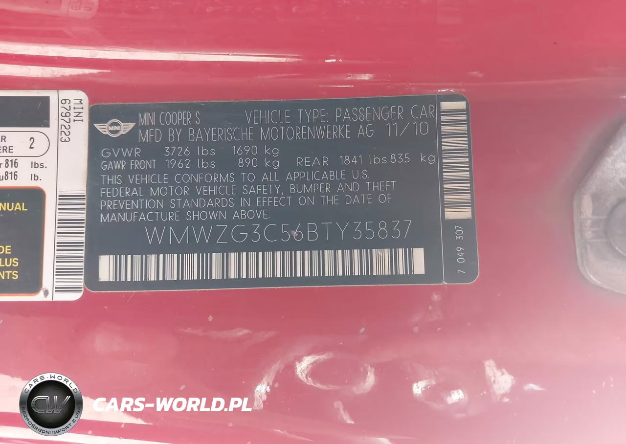 2011 Mini Cooper S Clubman VIN:WMWZG3C56BTY35837 - 9