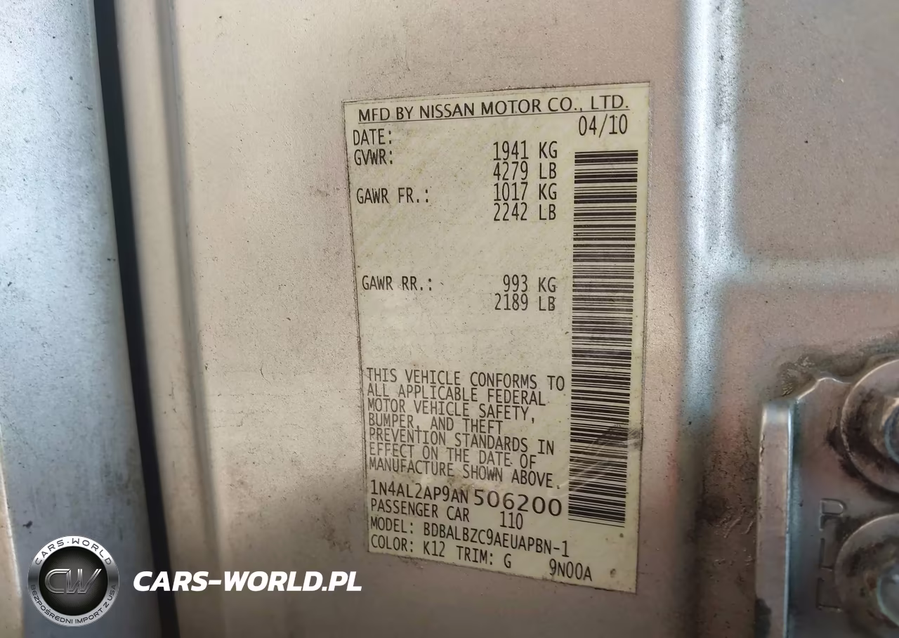 2010 Nissan Altima 2.5 S VIN:1N4AL2AP9AN506200 - 9