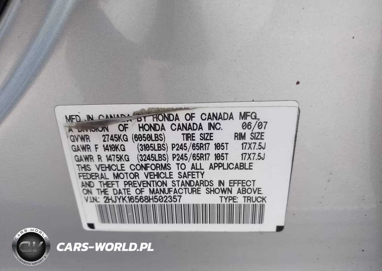 2008 Honda Ridgeline Rtl VIN:2HJYK16568H502357 - 9