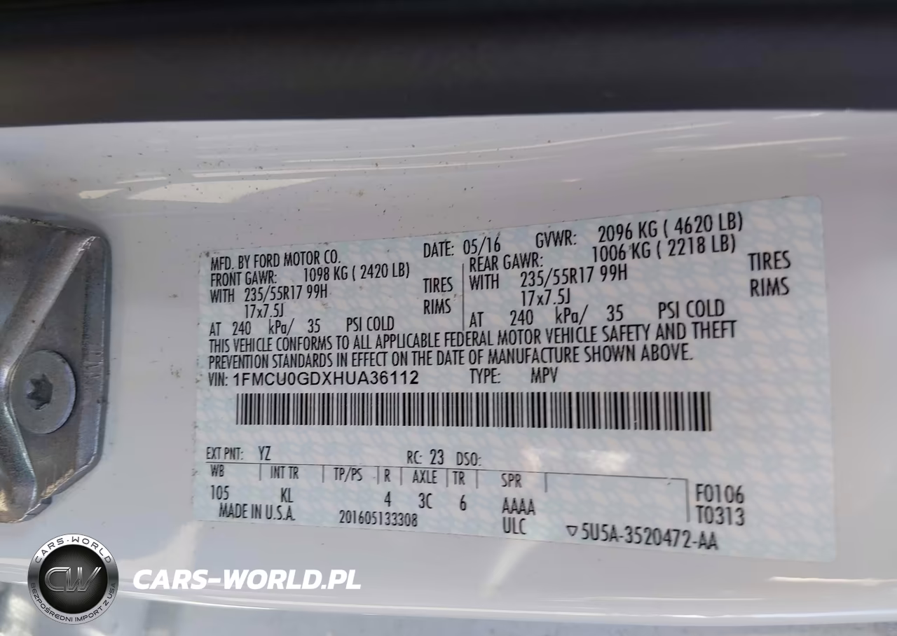 2017 Ford Escape Se VIN:1FMCU0GDXHUA36112 - 9