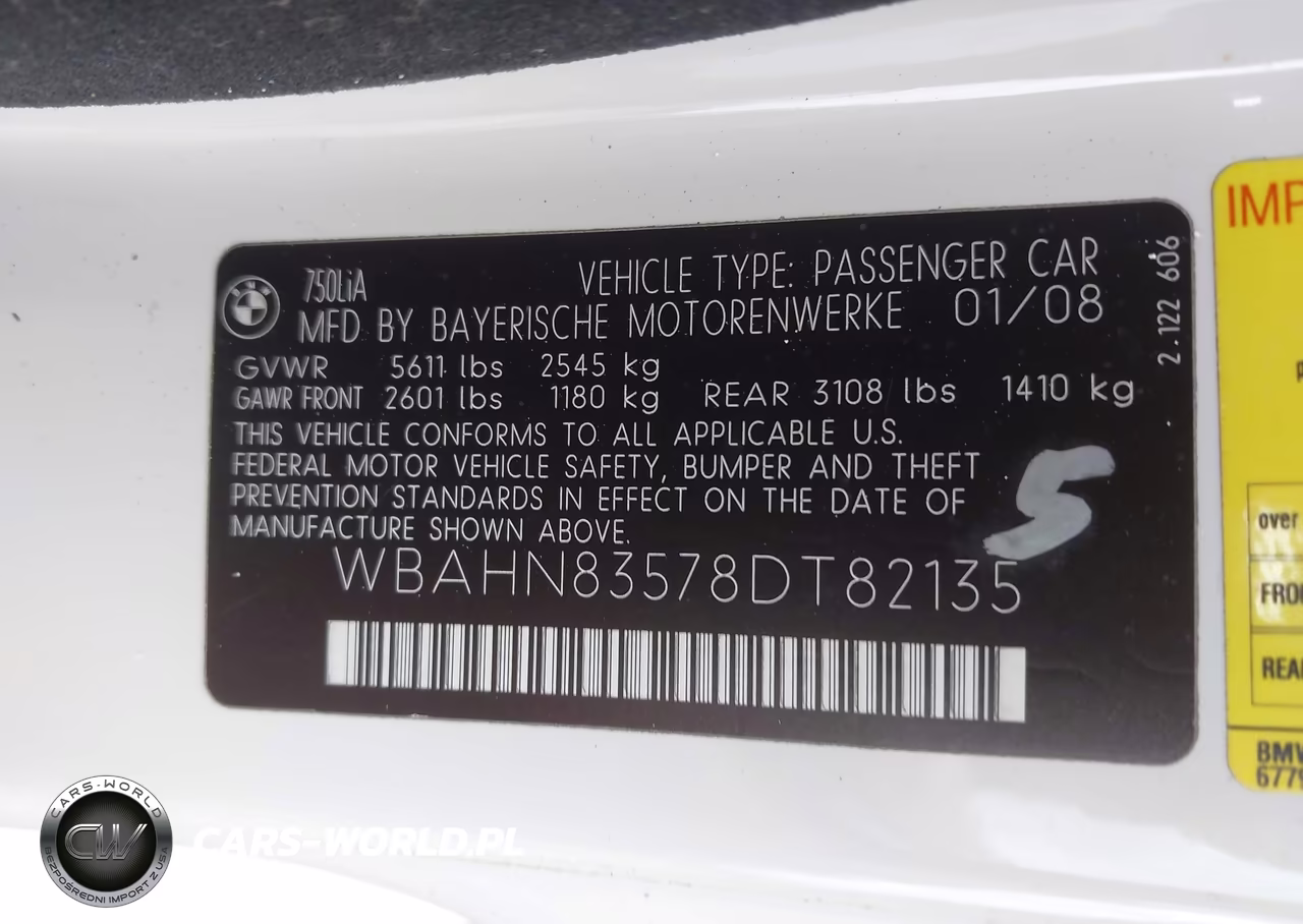2008 BMW 750Li VIN:WBAHN83578DT82135 - 9