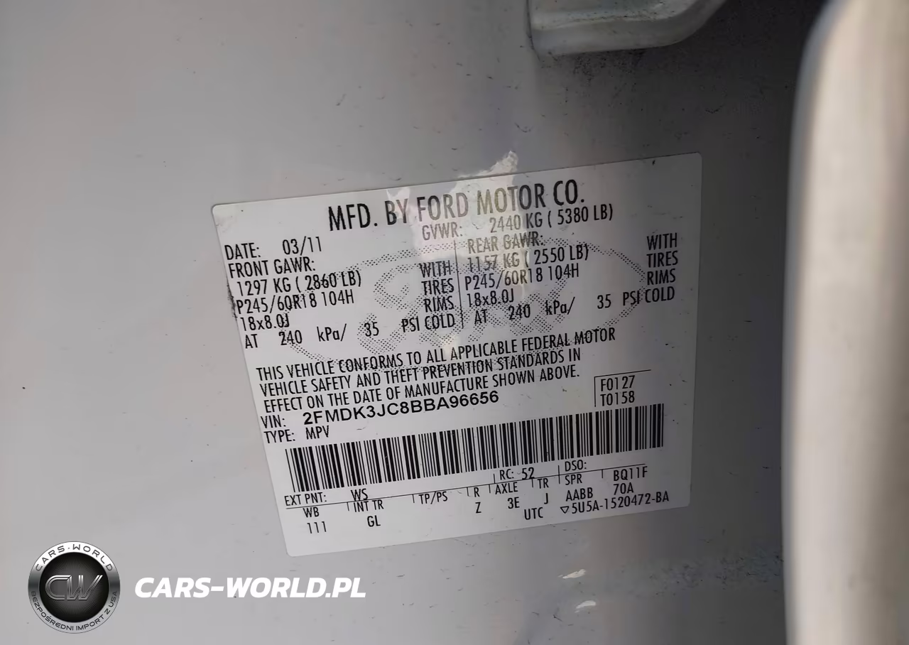 2011 Ford Edge Sel VIN:2FMDK3JC8BBA96656 - 9