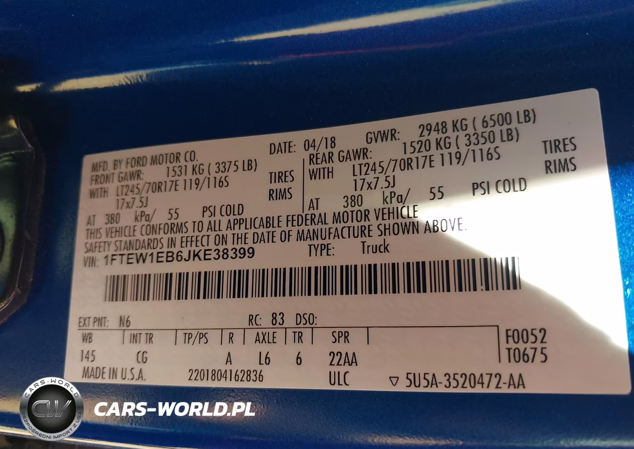 2018 Ford F-150 Xl VIN:1FTEW1EB6JKE38399 - 9