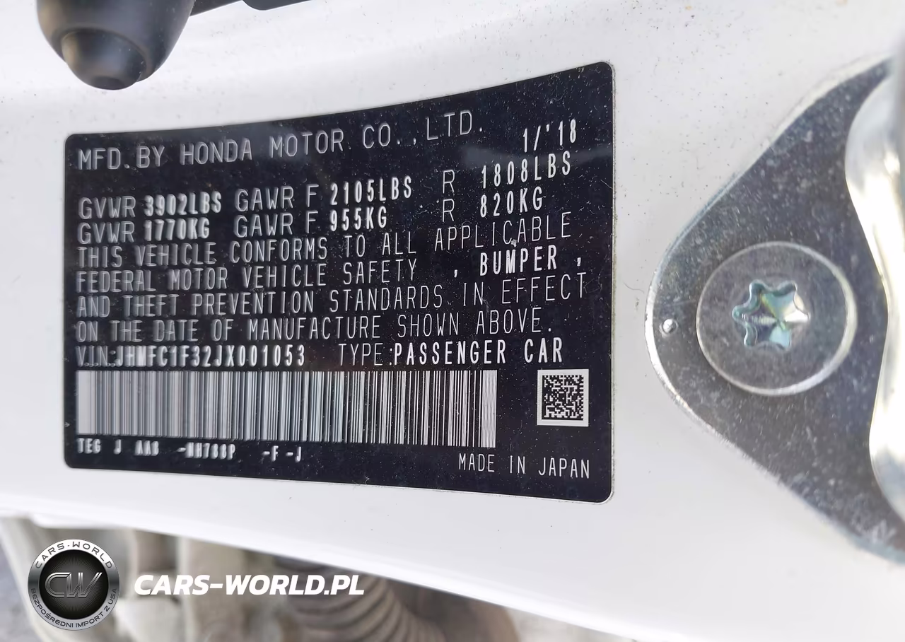 2018 Honda Civic Ex-T VIN:JHMFC1F32JX001053 - 9
