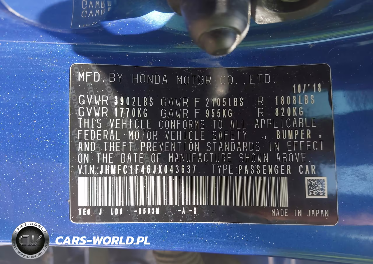 2018 Honda Civic Ex-T VIN:JHMFC1F46JX043637 - 9