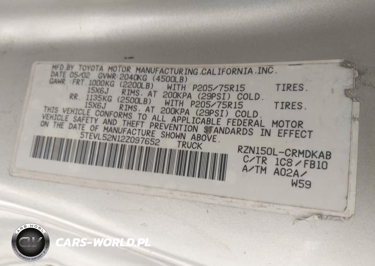 2002 Toyota Tacoma VIN:5TEVL52N12Z097652 - 9