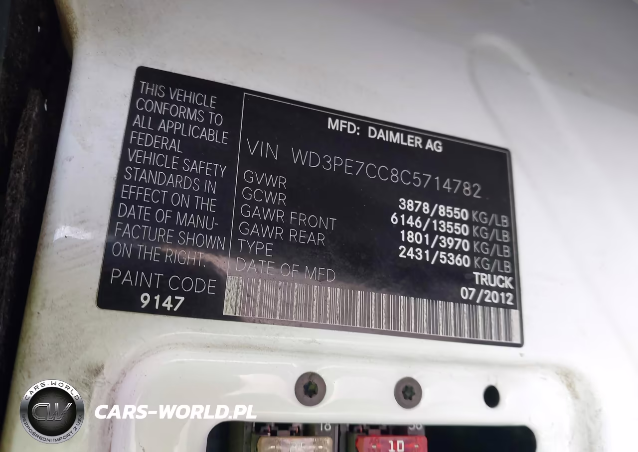 2012 Mercedes-Benz Sprinter 2500 Normal Roof VIN:WD3PE7CC8C5714782 - 9