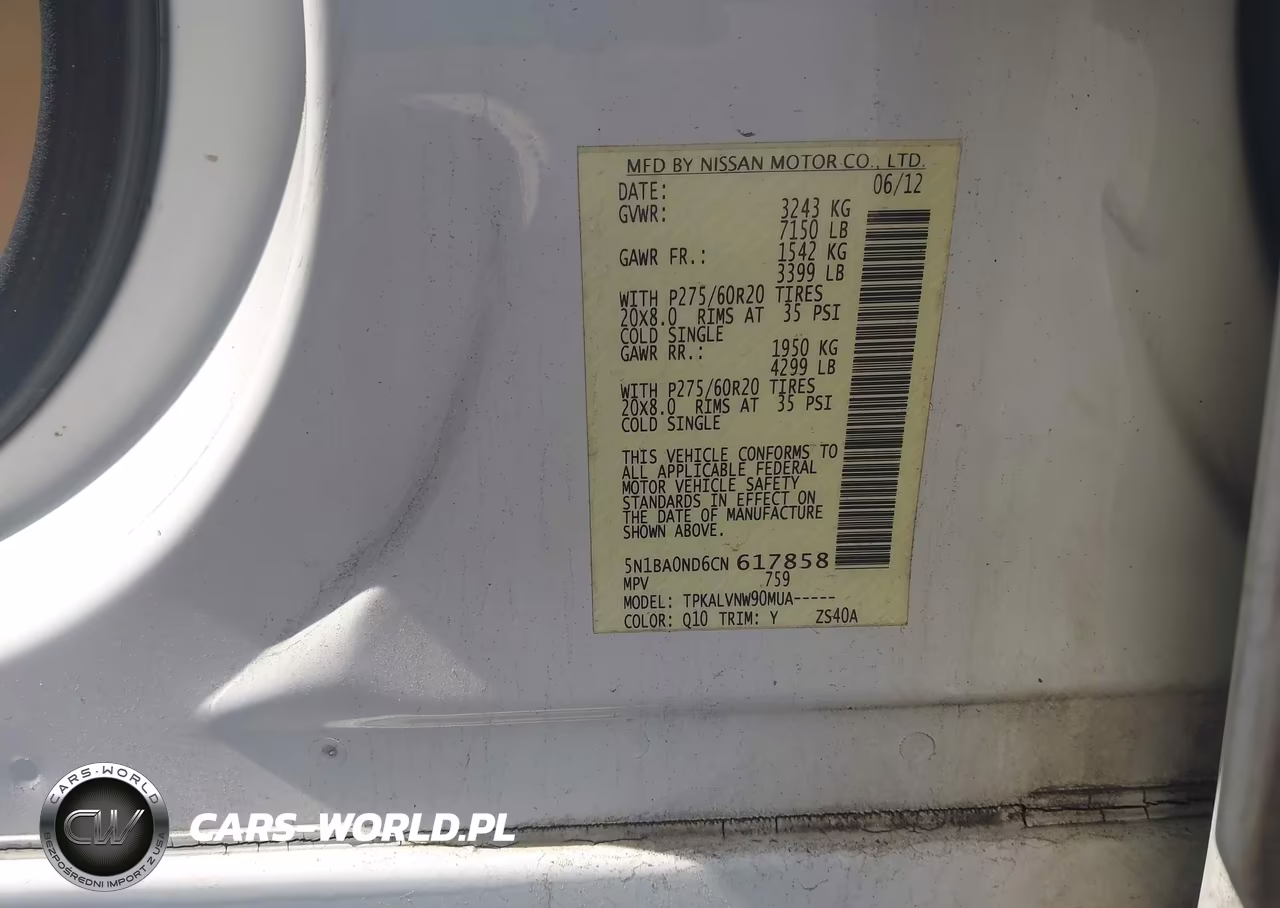 2012 Nissan Armada Sl VIN:5N1BA0ND6CN617858 - 9