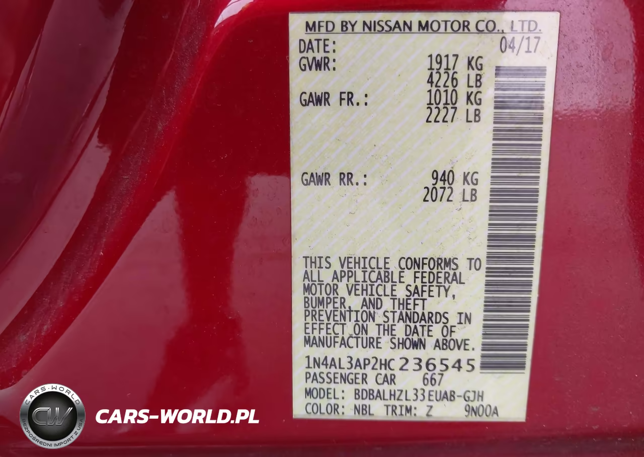 2017 Nissan Altima 2.5 Sr VIN:1N4AL3AP2HC236545 - 9