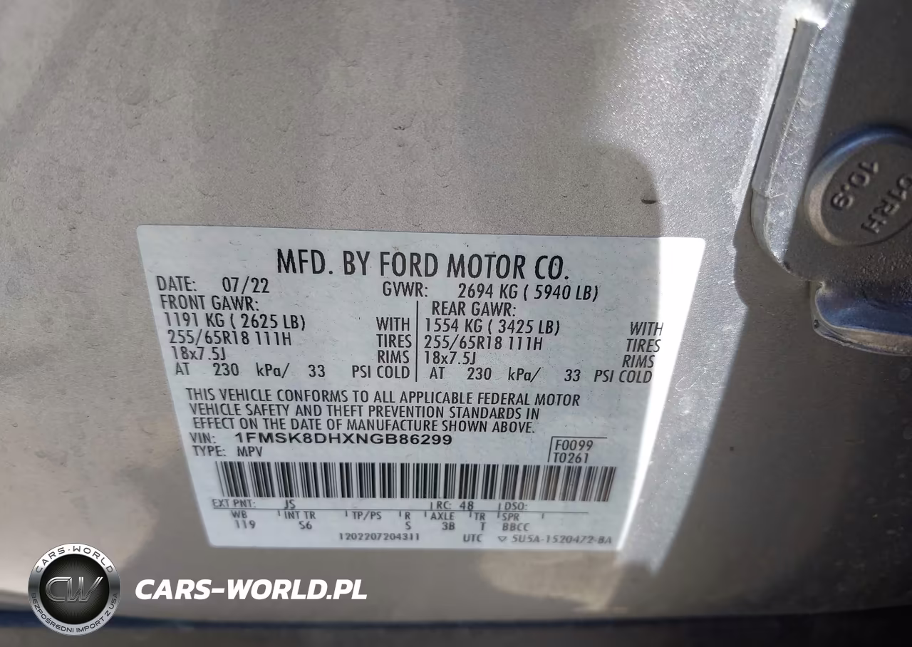 2022 Ford Explorer Xlt VIN:1FMSK8DHXNGB86299 - 9