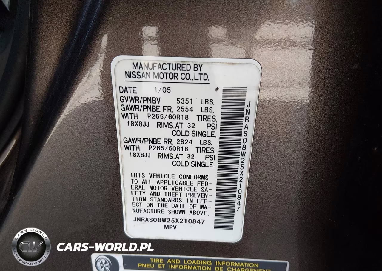 2005 Infiniti Fx35 VIN:JNRAS08W25X210847 - 9