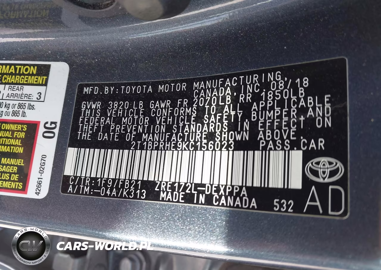 2019 Toyota Corolla VIN:2T1BPRHE9KC156023 - 9