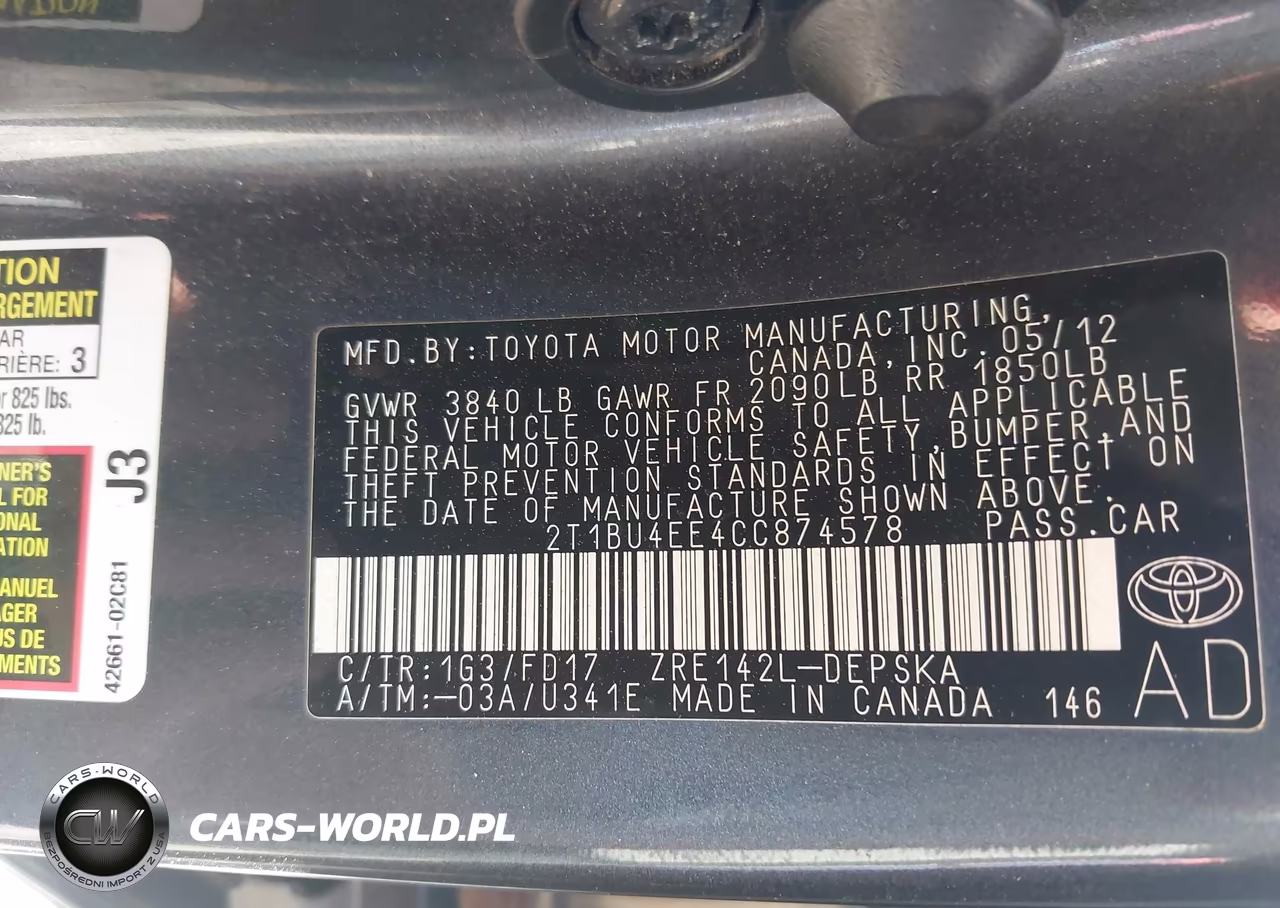 2012 Toyota Corolla S VIN:2T1BU4EE4CC874578 - 9