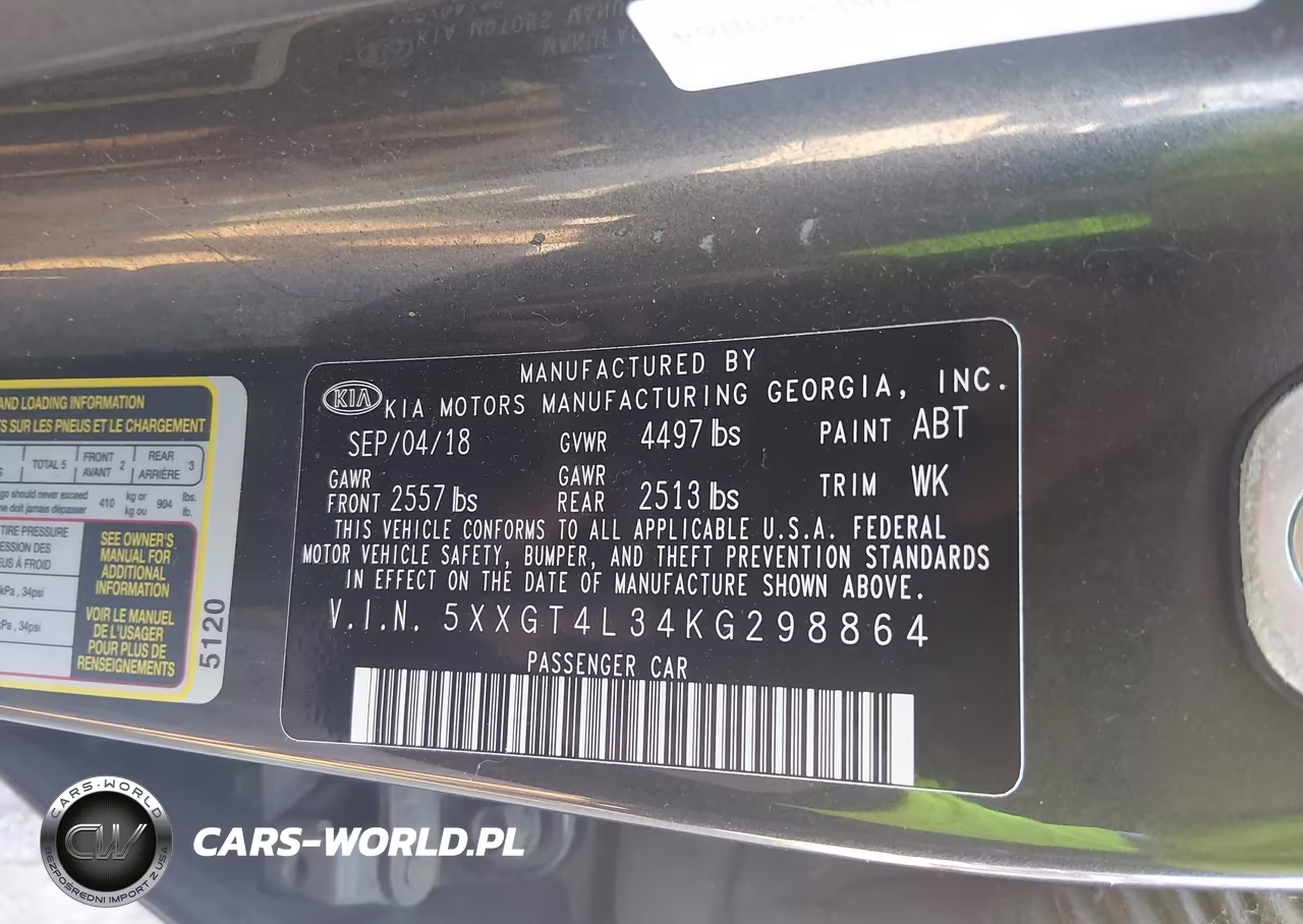 2019 Kia Optima Lx VIN:5XXGT4L34KG298864 - 9
