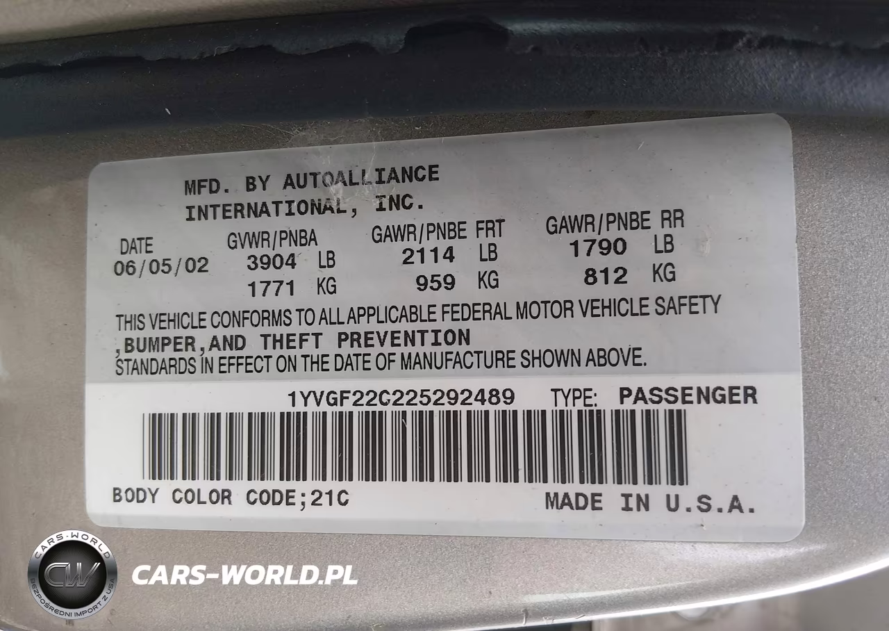 2002 Mazda 626 Lx VIN:1YVGF22C225292489 - 9