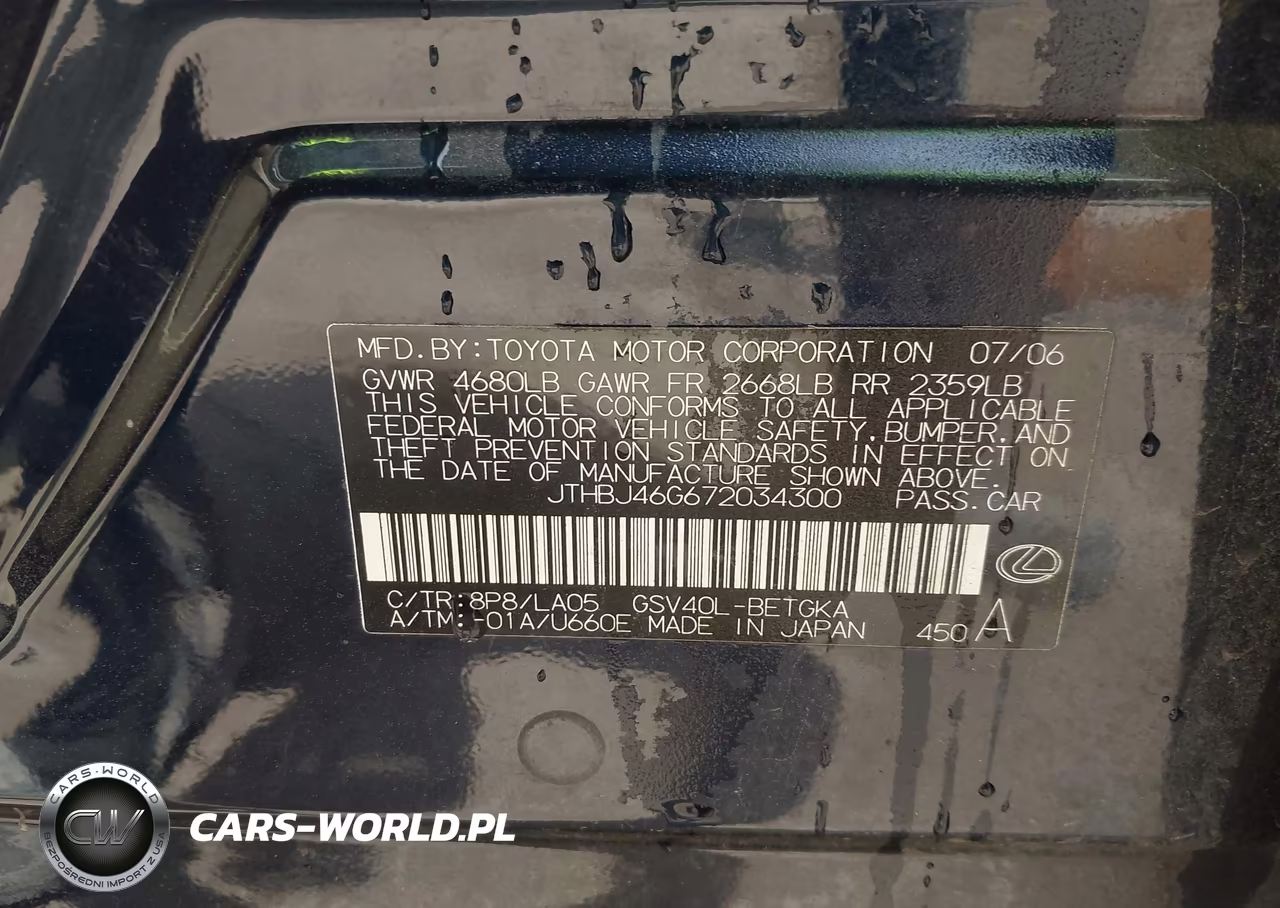 2007 Lexus Es 350 VIN:JTHBJ46G672034300 - 9