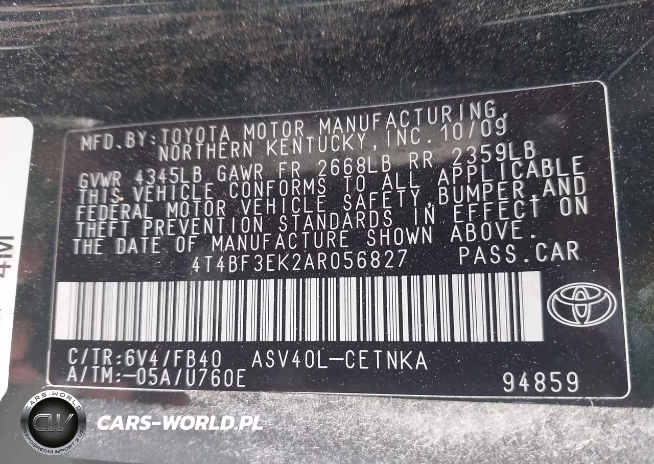 2010 Toyota Camry Le VIN:4T4BF3EK2AR056827 - 9